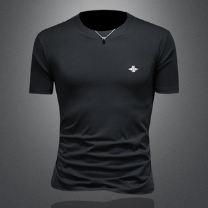 2026年新款短袖T恤 微阔重磅全棉圆领体恤衫 2201 P58 缕空黑，男装T恤，钱塘6022