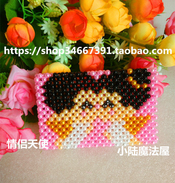 包邮纯手工编织双面串珠银行交通卡套成品情侣天使同学朋友送礼