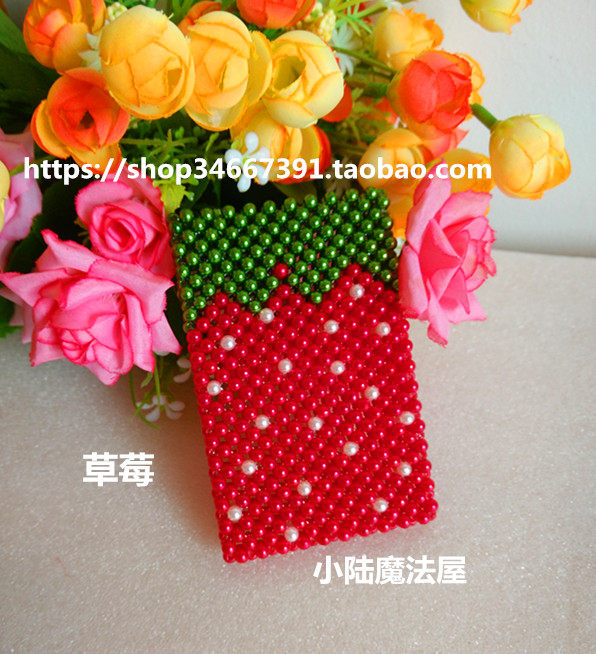 包邮纯手工双面串珠银行卡交通卡套成品草莓同学朋友送礼证件卡