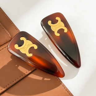 玳瑁边夹贝壳色进口树脂欧美百搭女发饰日常发夹复古风网红款 棕色