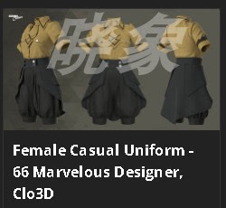 MD 服装资源 女性休闲制服 3D衣服模型