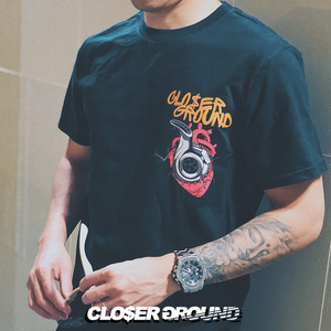 #CLOSERGROUND改装车系列短袖涡轮增压心脏印花短T纯棉潮流宽松t