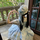 Lolita圣诞G浅蓝色蕾丝蝴蝶结发夹小礼帽甜美冰蓝cla系蛋糕发饰