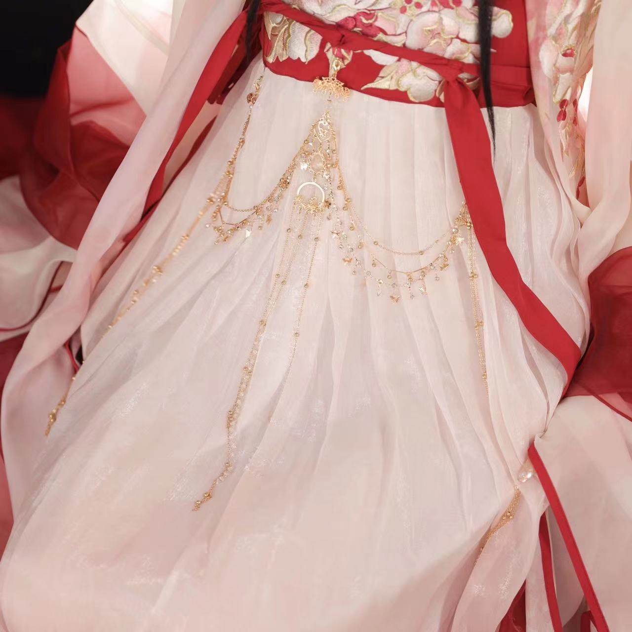 古风压襟汉服腰链腰间挂饰汉服禁步前压珍珠长流苏饰品西域风