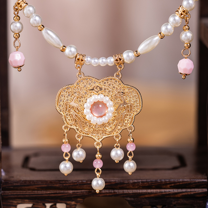 古风马面裙项链复古儿童平安锁璎珞旗袍宋制新中式国风汉服配饰