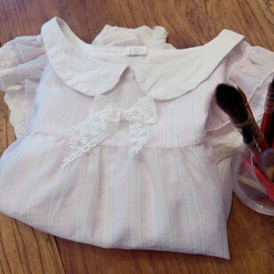 法式 可爱娃娃领 荷叶边小飞袖 背心小衫 娃娃衫 温柔无袖 有内衬