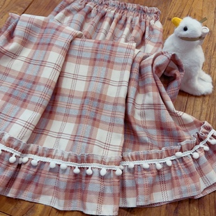 半身裙 田园风松紧腰中长款 rom2复古美拉德穿搭 可爱毛球荷叶边