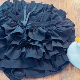 黑色休闲荷叶边蓬蓬裙半身裙短裙 个性 rom2高品质 防走光有安全裤