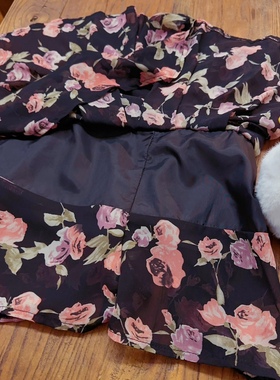 rom2高品质 防走光 内衬裤子 黑色印花 松紧腰雪纺裙 短裙半身裙