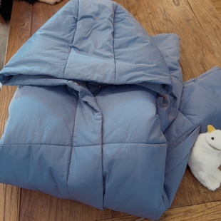 休闲宽松慵懒风 oversize 加厚保暖连帽棉服外套 大码 rom2有色差