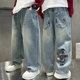 儿童装男童秋装裤子2025新款长裤中大童牛仔裤男孩长裤春秋季炸街