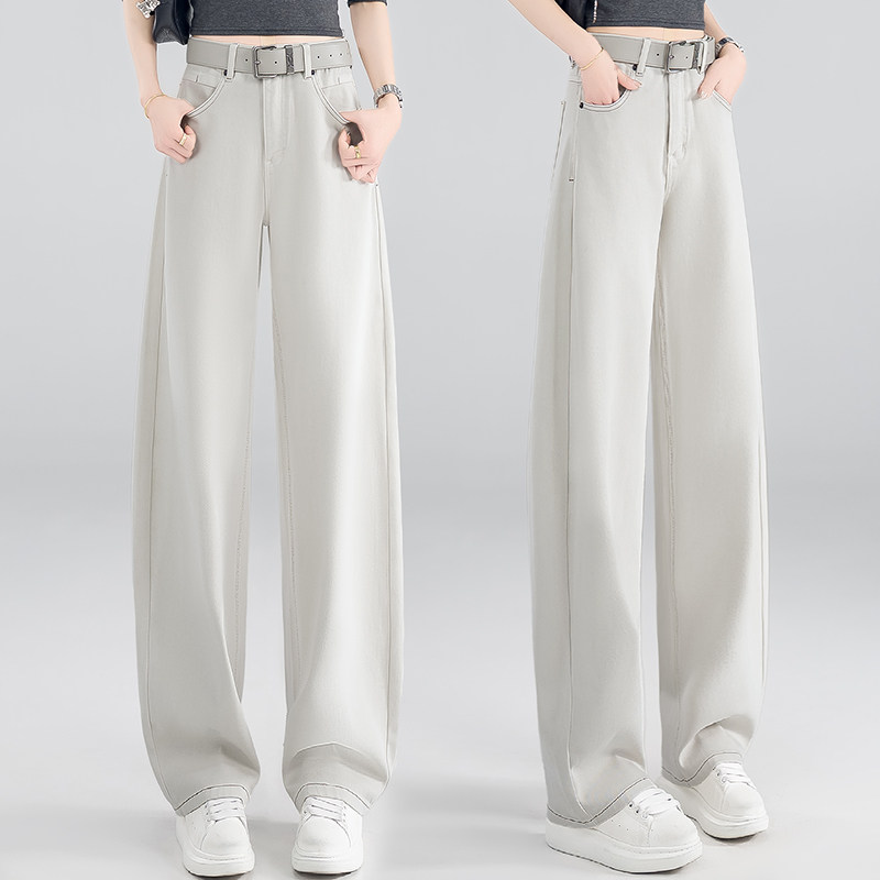 春夏流行瓷白色牛仔弯刀裤女2026新款高腰显瘦直筒裤宽松休闲裤子