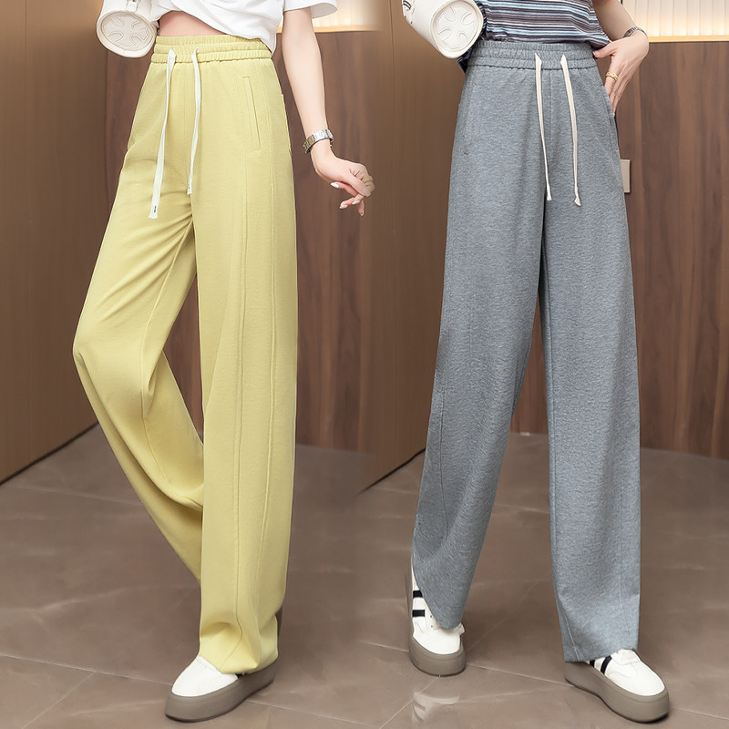 弯刀卫裤女2026夏季新款抽绳腰头宽松高腰显瘦舒适休闲运动长裤潮