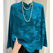 女提花撞色人丝国风立领小衫 衬衫 女织锦上衣 改良斜襟新中式 春季