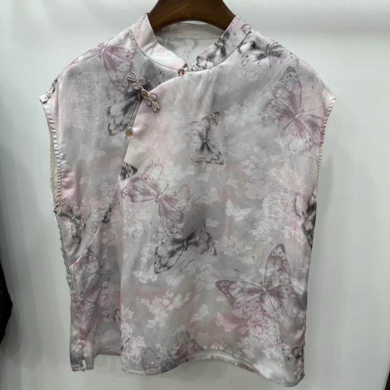 中式国风上衣夏斜襟盘扣无袖T恤