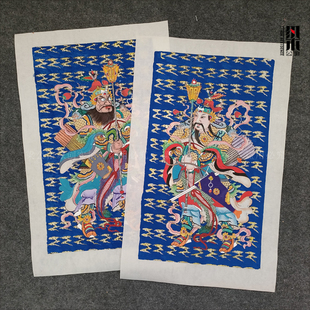 梁公馆®正宗手绘杨柳青年画门神年画大副祥云文武门神秦琼敬德