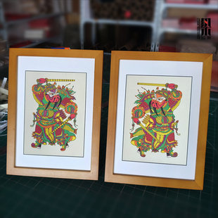 武强木版年画裱好带框传统门神郁垒马上鞭秦琼敬德马到成功朱仙镇