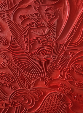 梁公馆年画雕版朱砂钟馗印版