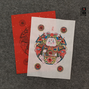 正宗手工武强年画生肖兔兔爷玉兔吉兔迎春百毒不侵非遗木板年画