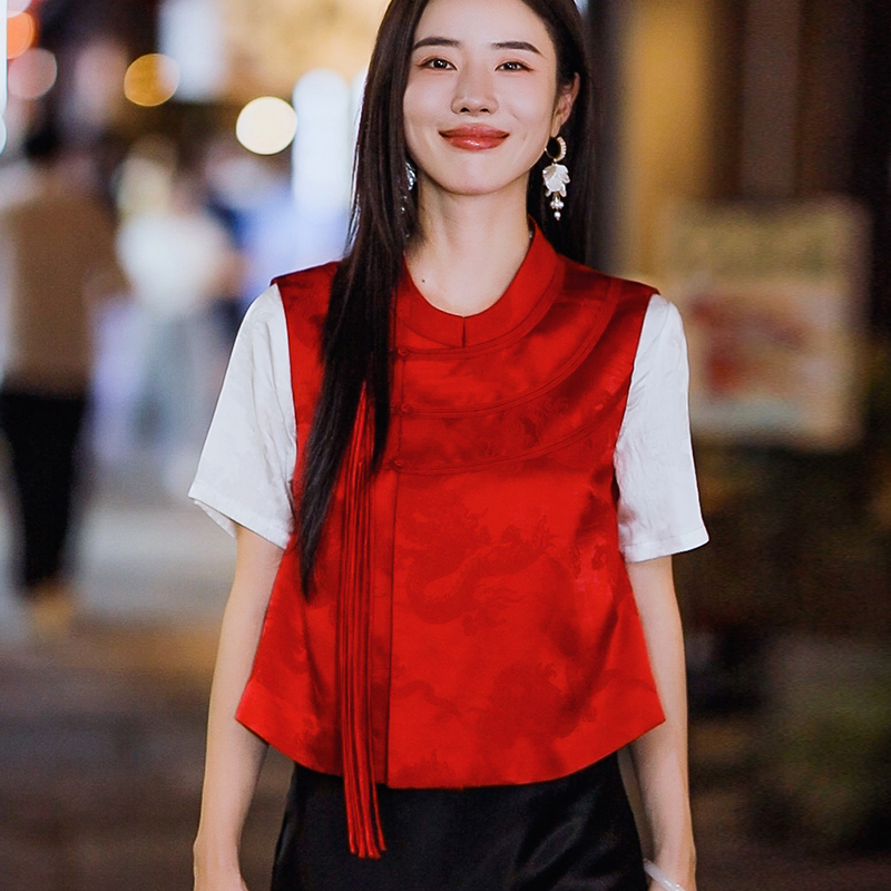 复古日记中国风无袖女士马夹
