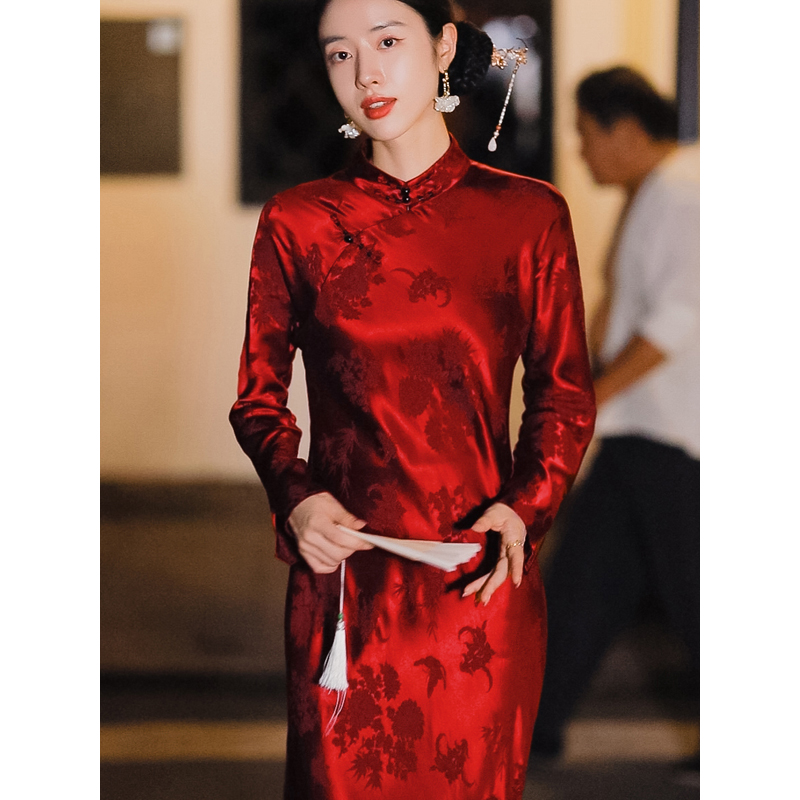 复古日记“镜花缘”桑蚕丝真丝新中式国风女装连衣裙旗袍235L6075