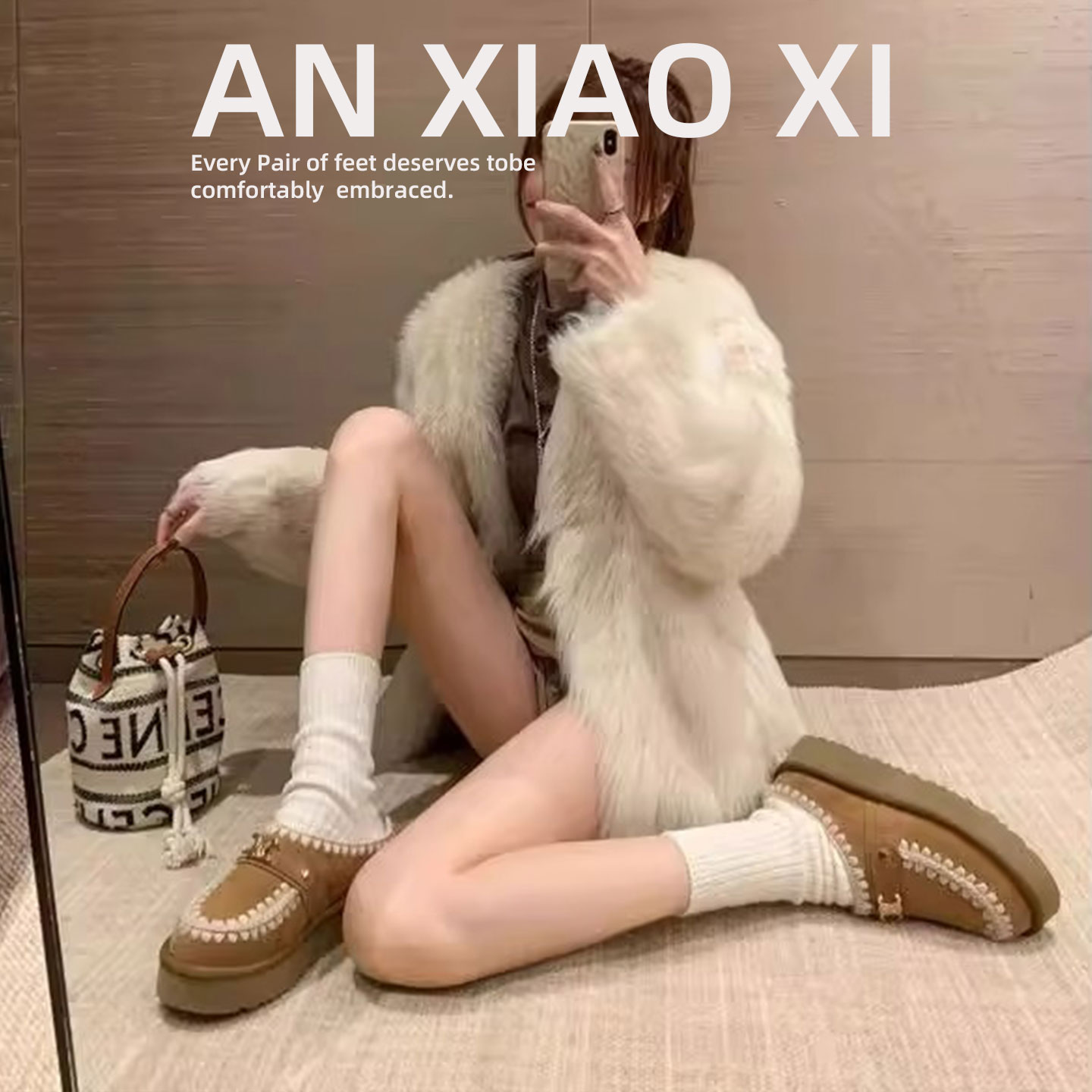 安小夕~现货厚底加绒低帮雪地靴