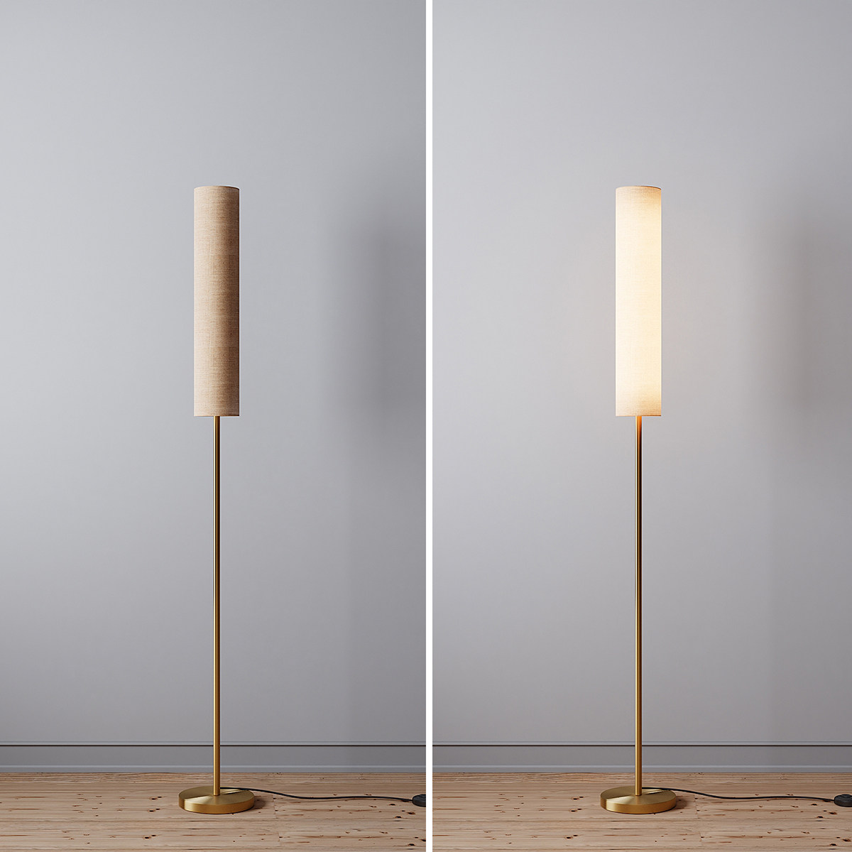 简约现代卧室长筒落地灯北欧时尚客厅布艺通体发光灯罩立式台灯