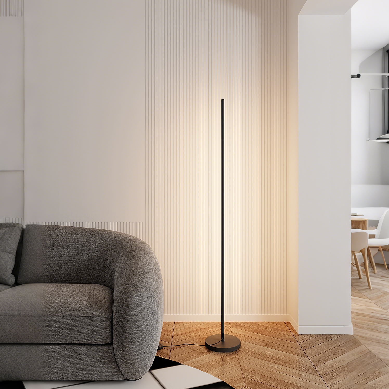 极简一字杆落地灯现代简约客厅卧室氛围立式台灯遥控调光led灯具