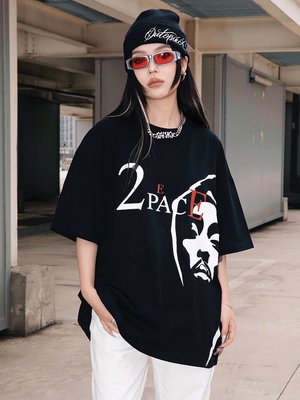 邦BANG 2PAC人物印花短袖街头宽松体恤短TEE夏季潮牌ins美式T恤男