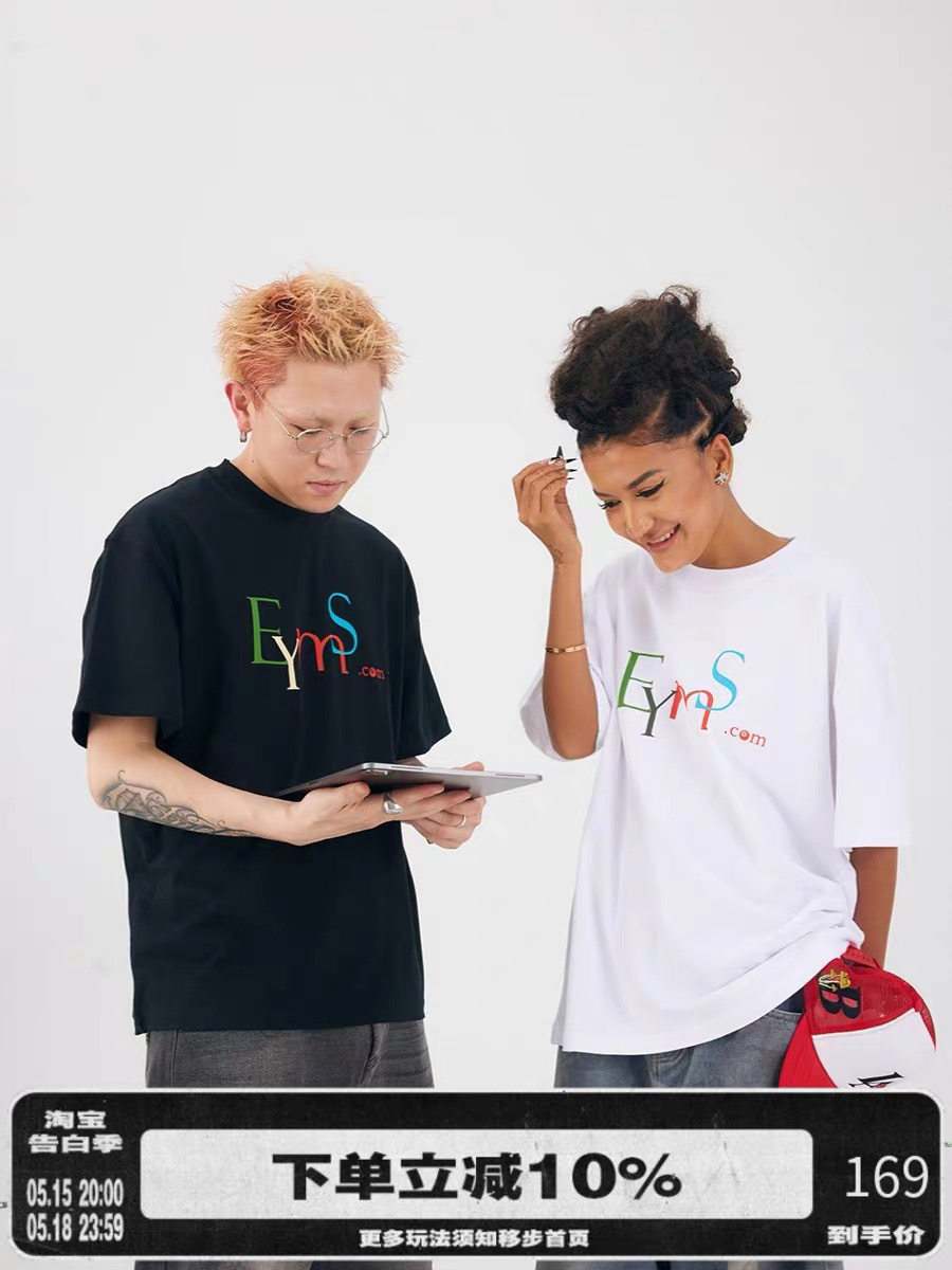 【BLACK8MOB】2025SS美式复古休闲网址LOGO印花ins短袖T恤男女潮