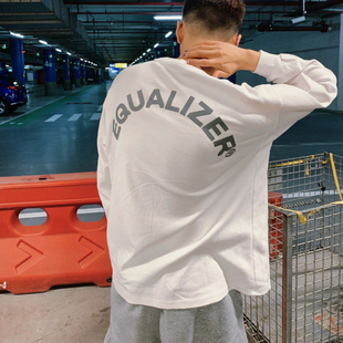 EQUALIZER黑草官方LOGO宽松圆领卫衣男秋季国产国货艹牌无中生有