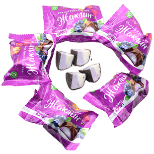 俄罗斯进口法式 糖果 蓝莓酸奶草莓巧克力味棉花糖网红软绵风味混装