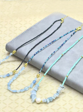 天然石串珠浅绿色民族风项链