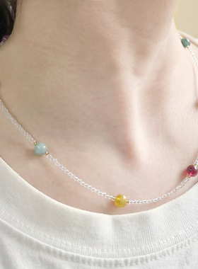 彩色碧玺锁骨链女款轻奢小众