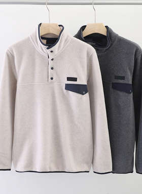 保暖立领半开襟抓绒卫衣男女情侣装休闲套头衫