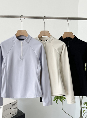 冬女款半开长袖抓绒衣轻量透气户外运动登山徒步半拉链抓绒衣