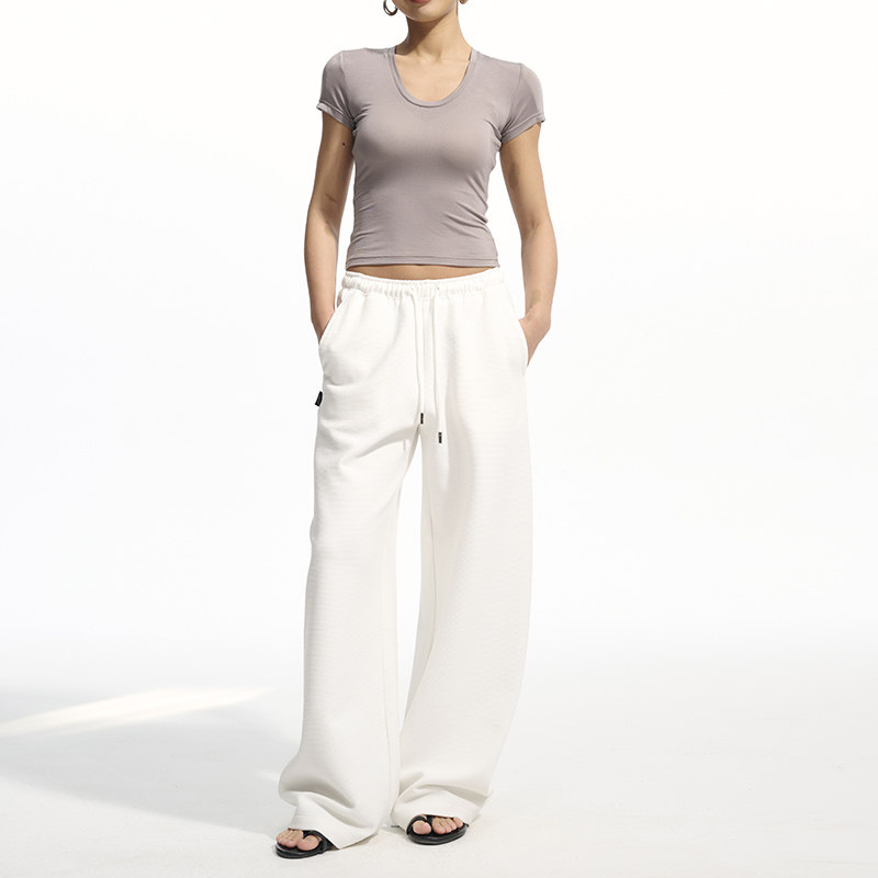 中腰肌理感休闲卫裤镰刀裤香蕉裤