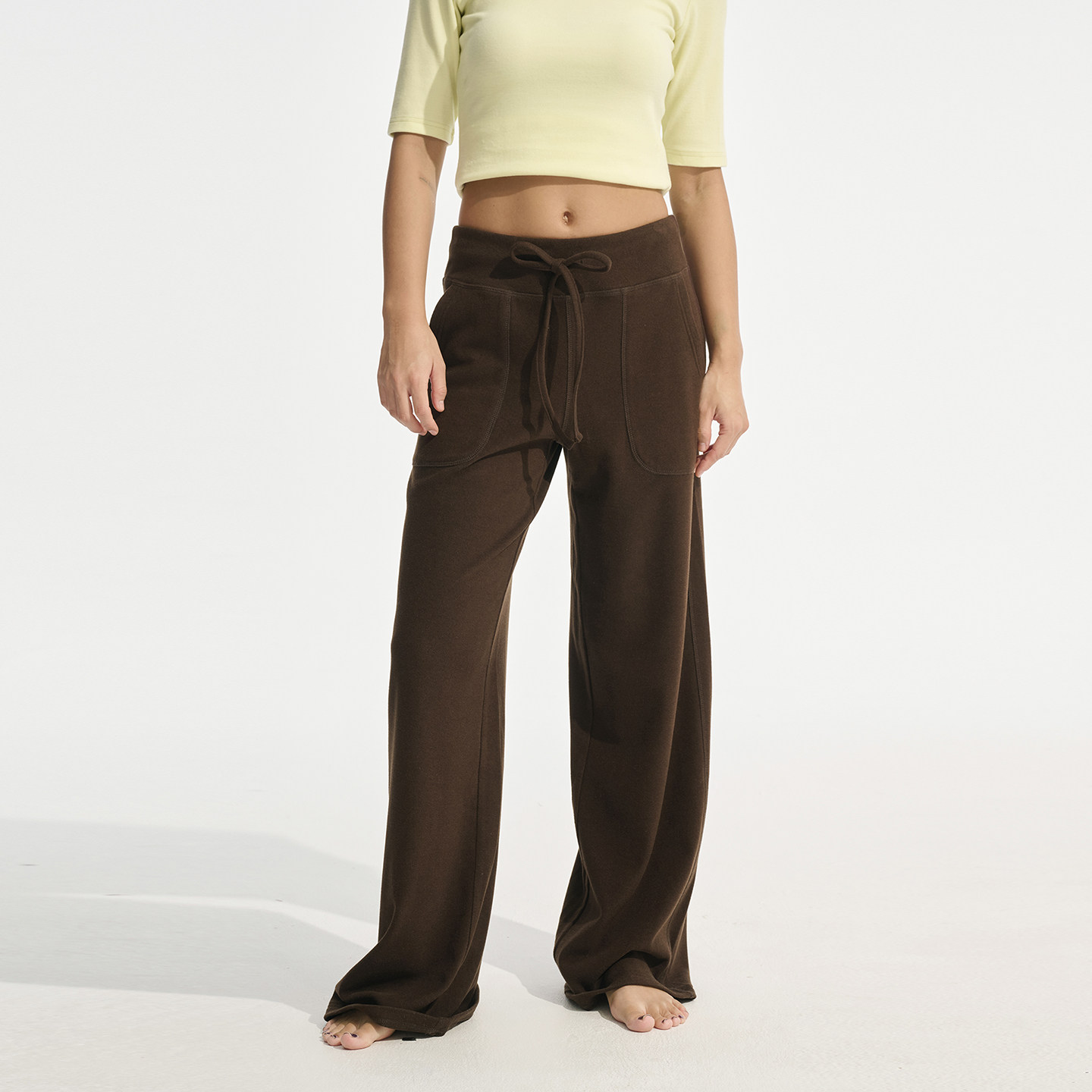 Decemarch秋冬暖皮垂垂裤 弹力舒适直筒休闲裤松紧腰长裤软糯裤子