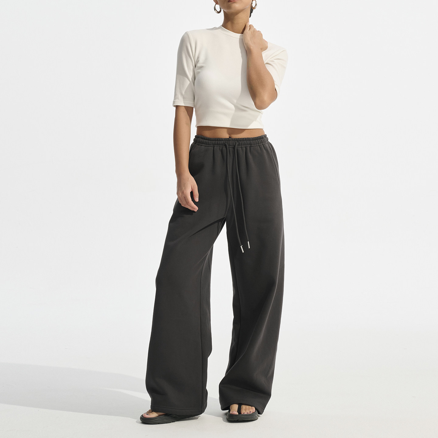 秋冬厚款宽松阔腿休闲裤加绒卫裤