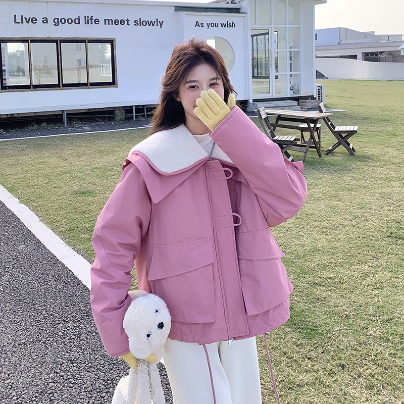 现货-两个色-50鸭绒内胆-仿兔毛领派克服ZB175-F8407-P240-K358，女装派克服，小麦子服饰