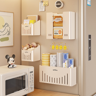 厨房冰箱外侧边保鲜膜置物架磁吸湿巾纸巾挂架葱姜蒜收纳盒免打孔