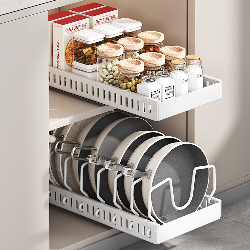 厨房置物架橱柜内免打孔抽拉式可调节锅盖架家用调味瓶锅具收纳架,厨房/烹饪用具,厨房置物架/置物柜/角架,淘宝优惠券,粉丝福利购,淘宝优惠卷