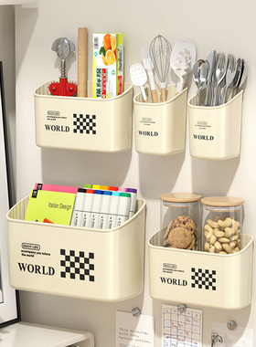 磁吸冰箱置物架免打孔侧面挂架壁挂式筷子勺子杂物厨房用品收纳盒