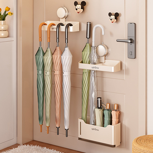 吸盘长短柄雨伞收纳架入户防盗门后家用壁挂神器放折叠伞具置物架