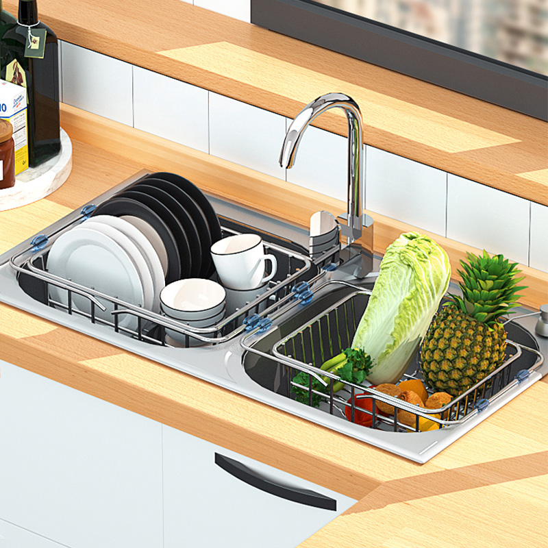 可伸缩 304不锈钢材质 沥水收纳方便