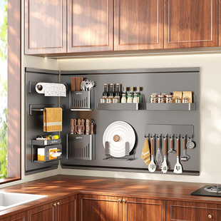 厨房磁吸刀架置物架壁挂调味料免打孔菜刀筷子勺子锅盖菜板收纳架