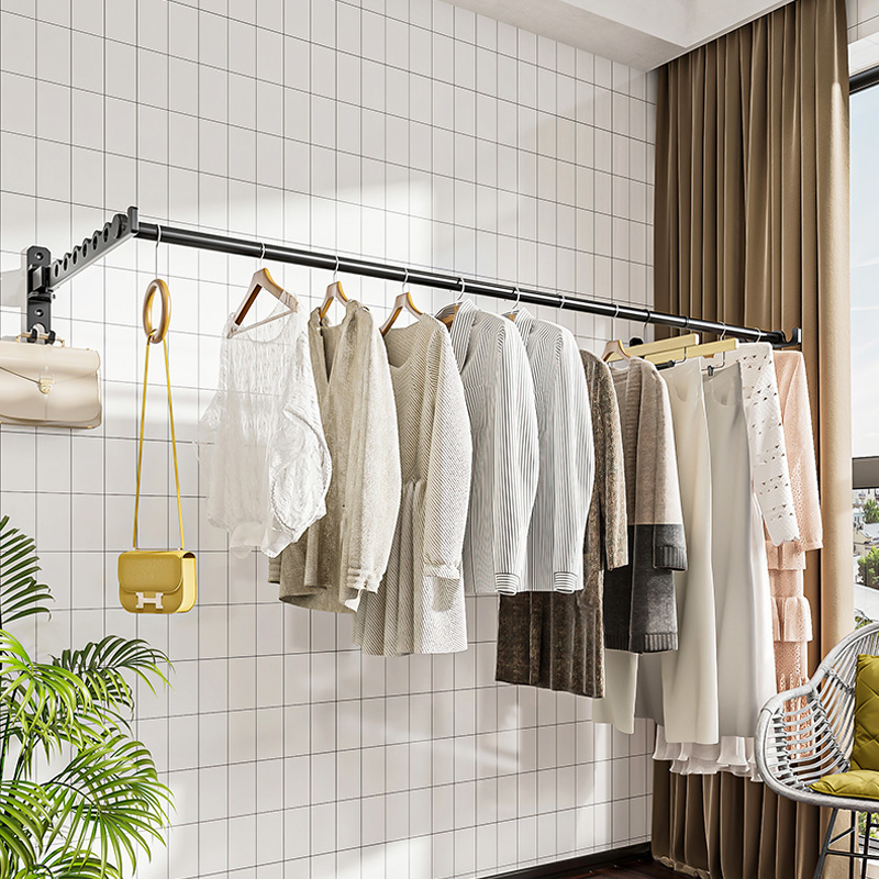 隐形晾衣架折叠伸缩迷你小型酒店阳台窗户室内壁挂式免打孔晒衣杆