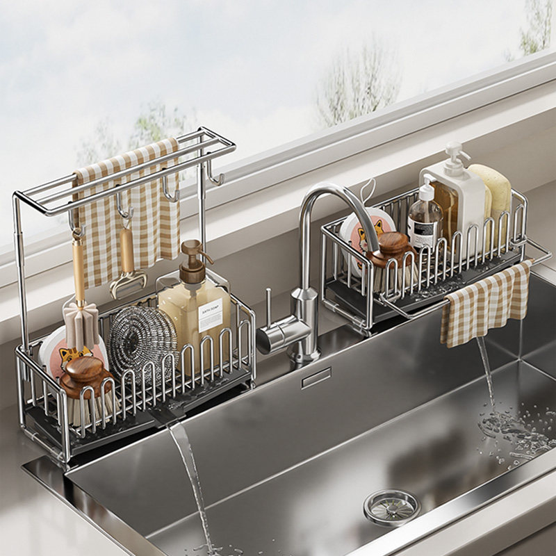 厨房置物架海绵沥水架多功能水龙头洗菜池水槽洗碗用品抹布杆收纳,厨房/烹饪用具,抹布架/厨房清洁收纳架,淘宝优惠券,粉丝福利购,淘宝优惠卷