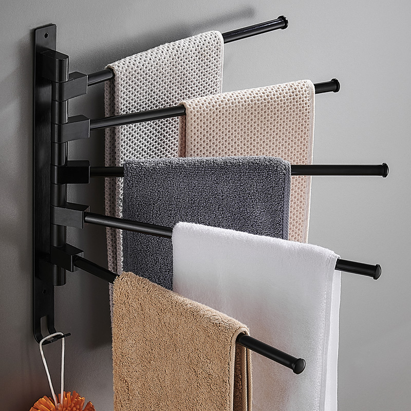 太空铝壁挂墙上旋转折叠毛巾架
