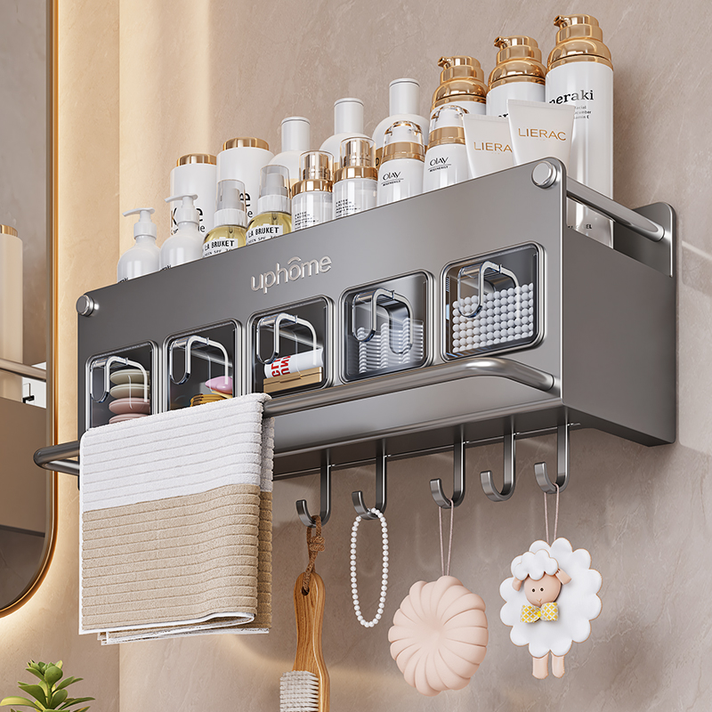 不锈钢浴室置物架卫生间洗澡间厕所免打孔壁挂墙上收纳化妆品架子